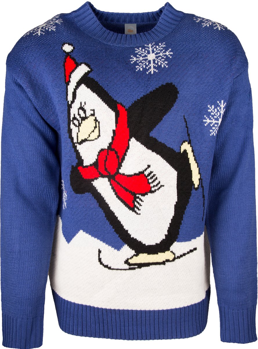 JAP Foute kersttrui - Noordpool Pinguin | Dames en heren | Maat L | Donkerblauw